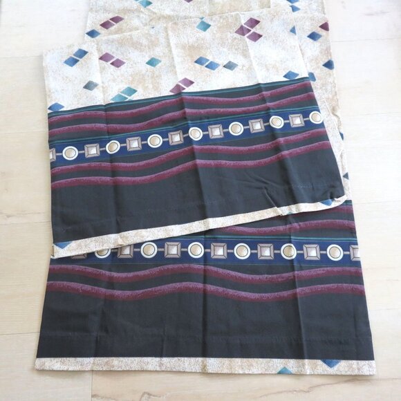 Vintage Springs King Pillowcases Geometric Diamond Made in USA MCM Mod NEW - Picture 3 of 10